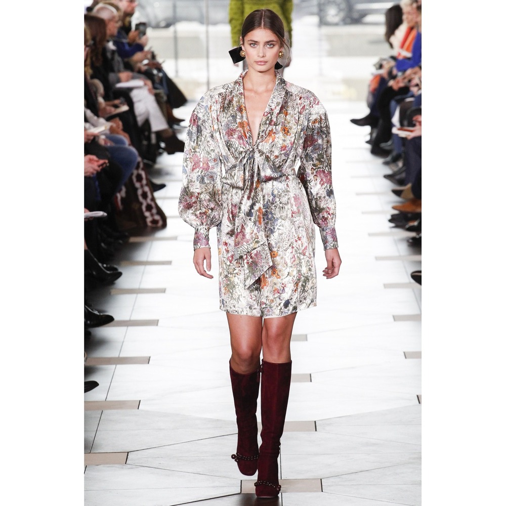 Tory Burch‎ Vanessa metallic floral silk midi dress size 12 runway